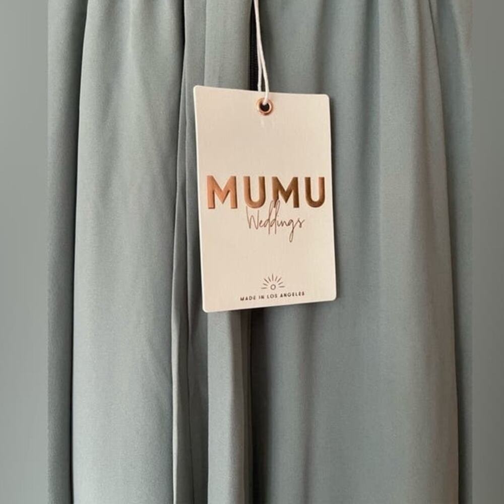 Show Me Your Mumu Jenn Maxi Bridesmaid Dress in Silver Sage Size Small NWT - Picture 6 of 7